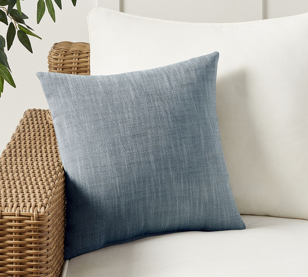 Performance Slub Outdoor Pillow - Indigo, 18"