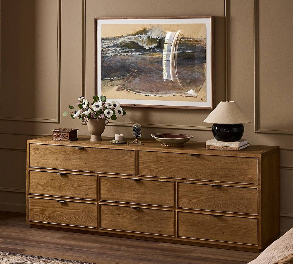 dresser 8 drawers Walnut Grove board paneling turned feet and scalloped base further enhance the classic look of this lovely piece Cannock Chase Modern 8 Drawer