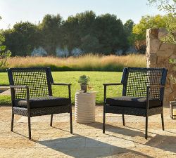 Klein Wicker Outdoor Lounge Chairs, Set of 2