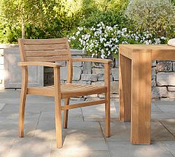 Monza Stacking Teak Outdoor Armchairs, Set of 2