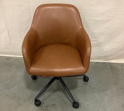 Open Box: Carson Swivel Desk Chair - egan Leather Chestnut, Black