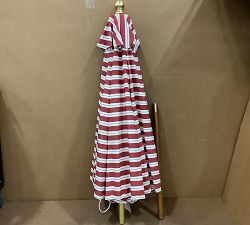 Open Box: Premium 9' Round Outdoor Patio Umbrella, Eucalyptus Tilt Frame​ - High Performance Stripe Vintage Stripe Cherry