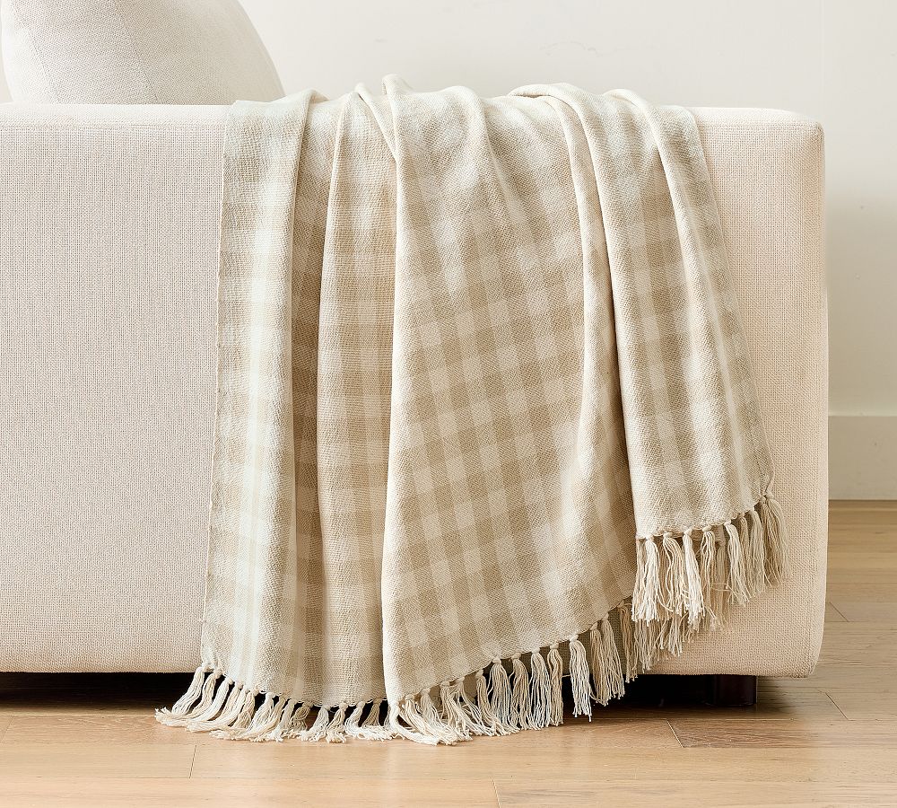 Blaine Check Throw - Sand, 50" x 60"