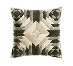 Open Box: Aubrey Velvet Patchwork Quilted Sham, Euro - Loden