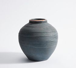 Open Box: Indigo Artisan Ceramic Vase, Medium (11"H) - Blue