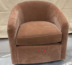 Open Box: Maeve Upholstered Swivel Armchair -  Rustic Chenille Rosewood