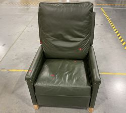 Open Box: Tyler Square Arm Leather Manual Recliner with Nailheads, Extra Tall (45") - Vintage Hunter, Seadrift
