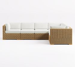 Huntington Wicker 6-Piece Square Arm Outdoor Sectional (126")