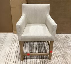 Open Box: Classic Upholstered Counter Stool (24") - Sunbrella Performance Herringbone Oatmeal, Seadrift