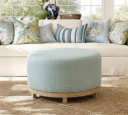 Jake Swivel Upholstered Wood Base Ottoman