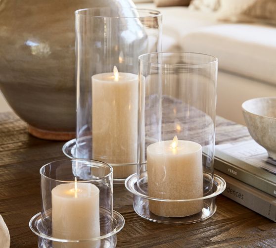 Premium Flickering Flameless Wax Pillar Candle - Salt Washed