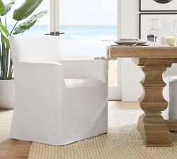 Classic Long Slipcovered Dining Armchair
