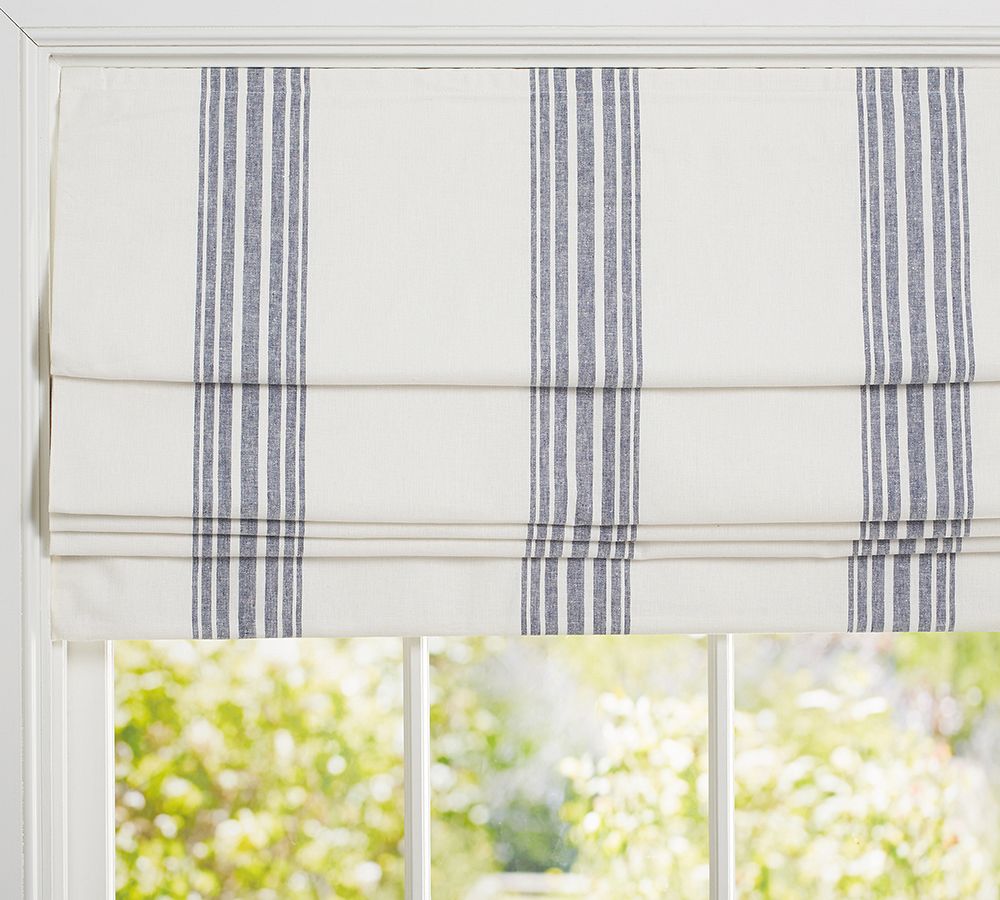 Riviera Striped Blackout Roman Shade - Thumbnail 3
