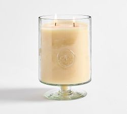 Stamped Glass Pedestal Candle - Mediterranean Citrus