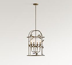 Botanical Forged-Iron Lantern Pendant (20")