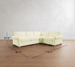 PB Comfort Modern Roll Arm 3-Piece Wedge Sectional (117")