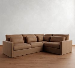 Westwood Slim Arm Deep Seat Leather 3-Piece Sectional