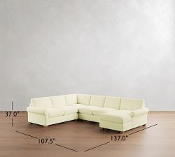 PB Comfort Modern Roll Arm L-Shaped Chaise Sectional (137")