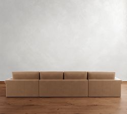 Westwood Roll Arm Deep Seat Leather Double Chaise Sectional