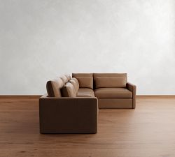 Westwood Slim Arm Deep Seat Leather 3-Piece Sectional