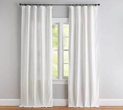 Custom Seaton Textured Cotton Curtain - White