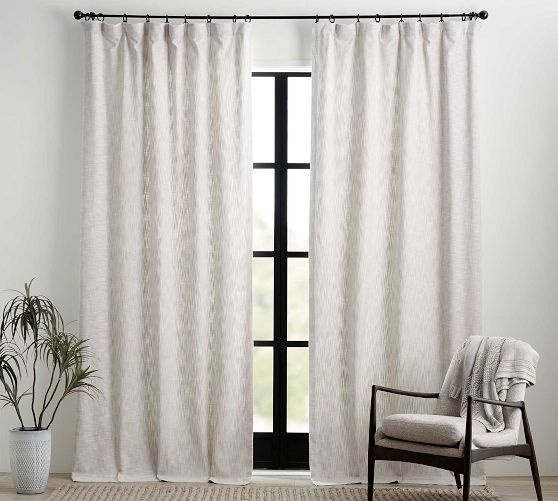 Custom Seaton Textured Cotton Blackout Curtain - Oatmeal by Pottery Barn