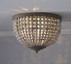 Leila Wood Bead Flush Mount (15")