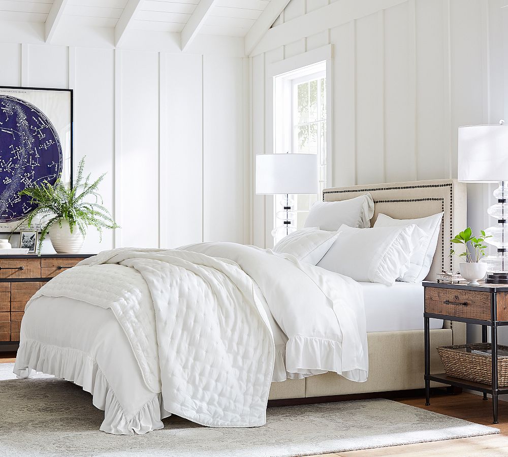 Pottery Barnベッドキルト White Tencel™ Quilt & Sham | Pottery Barn