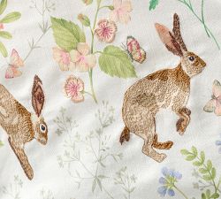 Bunny Embroidered Cotton Table Throw