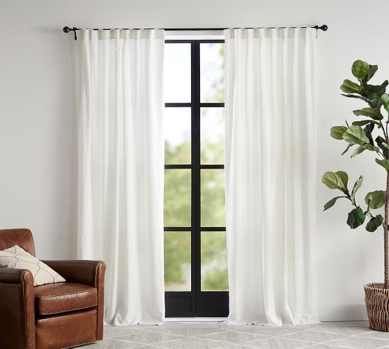 Custom Belgian Flax Linen Blackout Curtain - Ivory by Pottery Barn