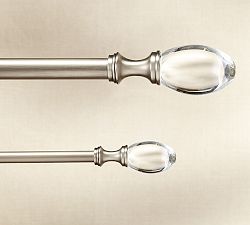 Open Box: Glass Oval Finial, 1.25" Diam., Set of 2 - Pewter