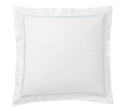 Open Box: Grand Organic Percale Sham, Euro, Set of 3 - Sea Glass Blue
