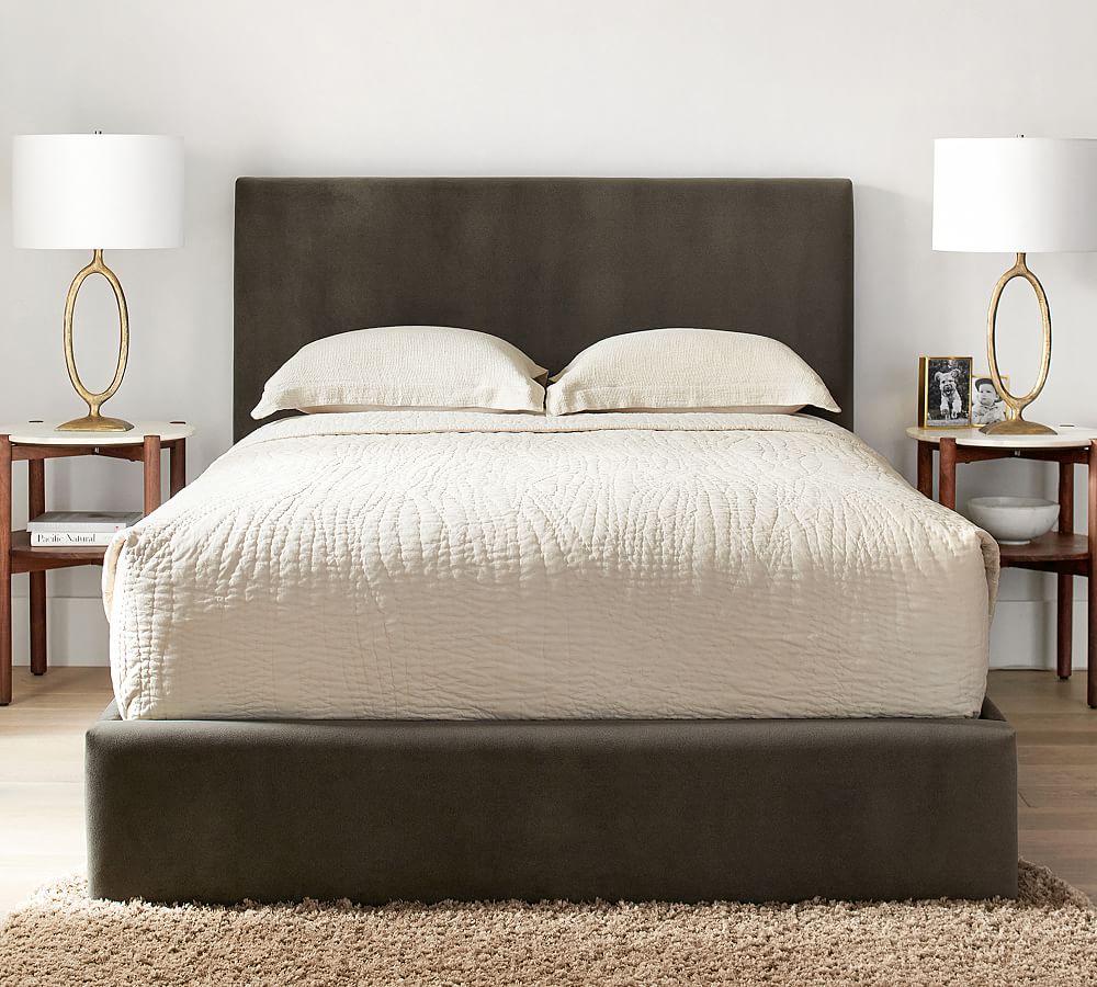Raleigh Square Upholstered Platform Bed by Pottery Barn