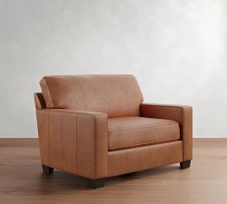 Buchanan Square Arm Leather Twin Sleeper Sofa  (54")