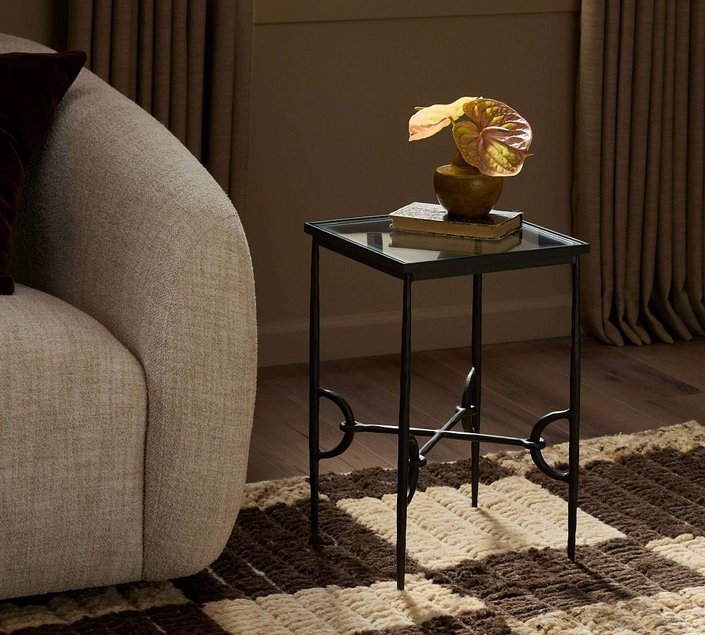 Sharine Square Glass End Table (13" - 22") by Pottery Barn