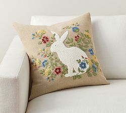 Bunny Embroidered Pillow Cover