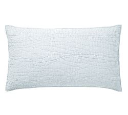Open Box: Belgian Flax Linen Handcrafted Quilted Shams, King, Set of 2 - Blue Frost