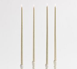 Open Box: Flame Taper Candle, Large 22", Set of 4 - Gold