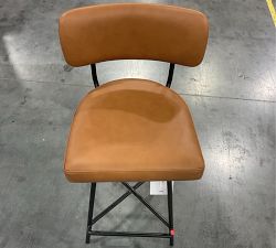 Open Box: Maison Leather Counter Height Swivel Bar Stool - Churchfield Chocolate, Bronze Legs