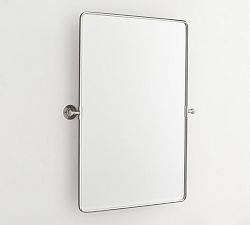 Open Box: Vintage Rounded Rectangular Pivot Mirror, 27x35" -  Satin Nickel