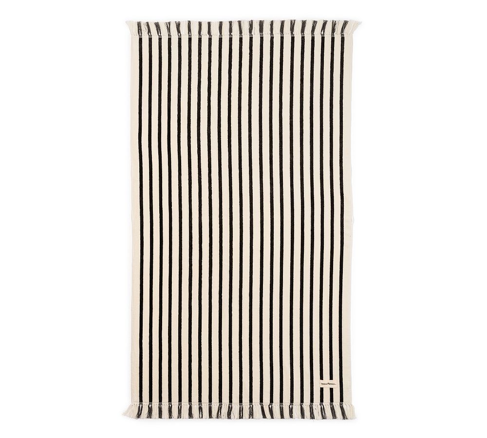 St. Tropez Striped Beach Towel - Black Stripe, 34" X 66"