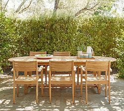 Nassau Teak Oval Extendable Outdoor Dining Table (59"-118")