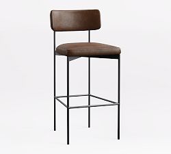 Open Box: Maison Leather Bar Stool (30") - Statesville Molasses, Antique Bronze