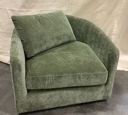 Open Box: Remmy Upholstered Swivel Armchair (39") - Rustic Chenille Dark Moss