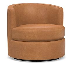 Open Box: Balboa Leather Petite Swivel Armchair (32.5") - Churchfield Camel