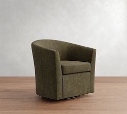 Open Box: Hyde Upholstered Swivel Armchair - Rustic Chenille Dark Moss
