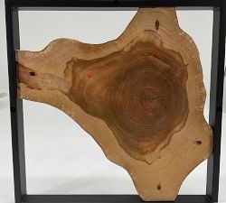 Open Box: Live Edge Teak Framed Wall Art (15" Sq) - Black