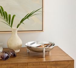 Footed Nickel Decorative Bowl