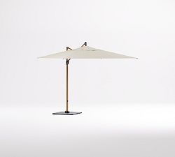 11' Rectangular Cantilever Outdoor Patio Umbrella - Faux Wood with Base