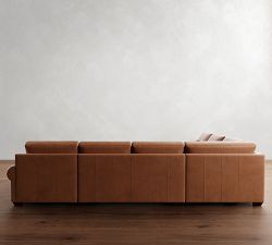 Big Sur Roll Arm Deep Seat Leather L-Shaped Chaise Sectional (151")
